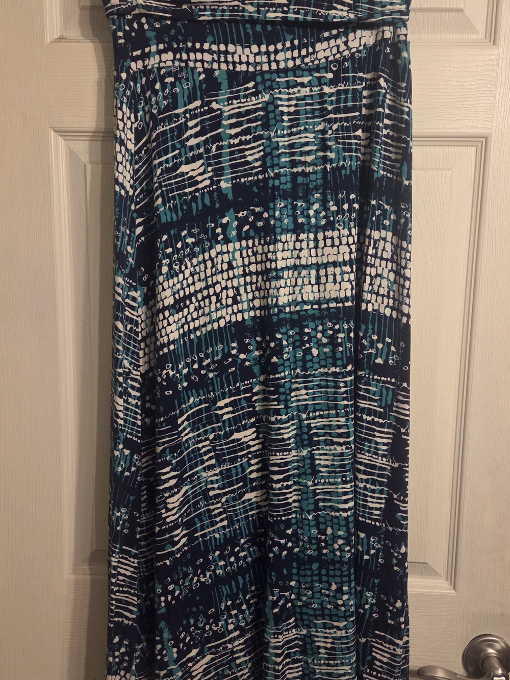 Women’s Navy and Teal Printed Maxi Skirt